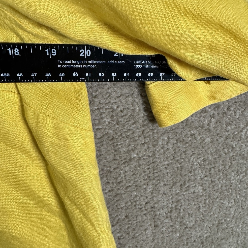 J Jill Dress Women's Small Petite Yellow Linen Shirt Casual 3/4 Sleeve Lagenlook - Picture 4 of 11
